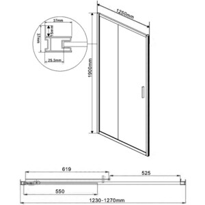 Душевая дверь Vincea Garda VDS-1G 125х190 прозрачная, хром (VDS-1G125CL)