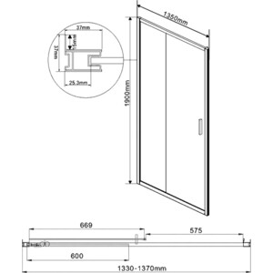 Душевая дверь Vincea Garda VDS-1G 135х190 прозрачная, хром (VDS-1G135CL)