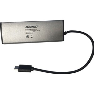 Разветвитель USB-C Digma HUB-4U2.0-UC-DS 4порт. серебристый (HUB-4U2.0-UC-DS)