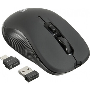 Мышь Oklick 610MWC черный оптическая (1600dpi) беспроводная USB/USB-C для ноутбука (6but) (1158012)