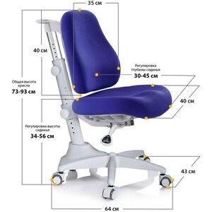фото Комплект mealux парта montreal multicolor и кресло match (bd-670 w/mc - y-528 sb) столешница белая, обивка кресла синяя однотонная