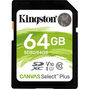 Флеш карта Kingston SDXC 64Gb Class10 SDS2/64GB Canvas Select Plus w/o adapter (SDS2/64GB)