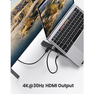 фото Док-станция (хаб) ugreen для ноутбука 5 в 1, 2 x usb 3.0, hdmi, sd/tf (80551)