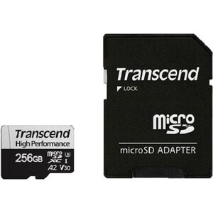 Карта памяти Transcend 256GB microSDXC Class 10 UHS-I U3 V30 A2 R100, W85MB/s with SD adapter (TS256GUSD330S)