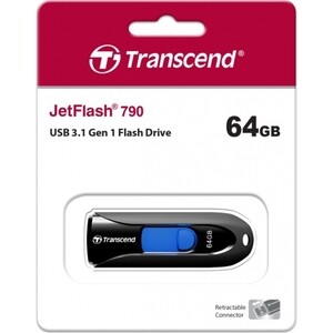 Флеш-накопитель Transcend 64GB JetFlash 790 (Black/blue) (TS64GJF790K)