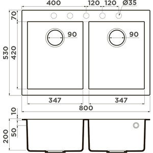 Кухонная мойка Omoikiri Bosen 80-2-GR leningrad grey (4993569)