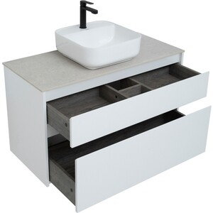 Мебель для ванной Aquanet Nova Lite 100 два ящика, белый глянец/серая