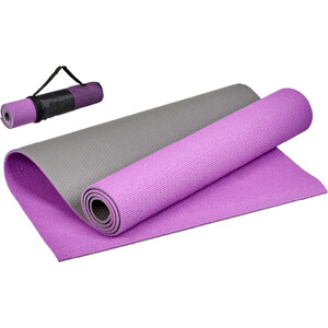фото Коврик для йоги bradex sf 0692, 190*61*0,6 см, двухслойный фиолетовый/серый с чехлом