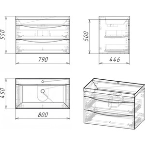 Мебель для ванной Grossman Талис 80х45 бетон пайн/графит