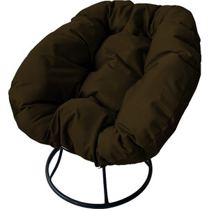 фото Кресло планета про пончик без ротанга черное, коричневая подушка