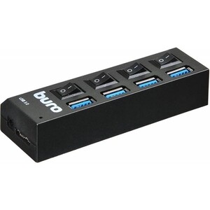 Разветвитель USB Buro BU-HUB4-U3.0-L 4порт. черный