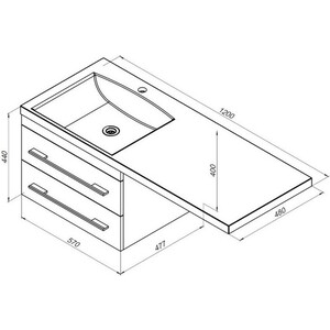 Мебель для ванной Aquanet Нота 120 (58) левая, белая