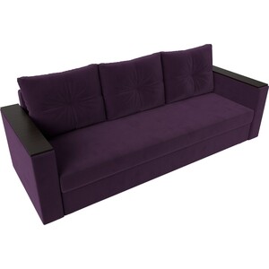 Прямой диван Лига Диванов Атланта Лайт без стола велюр фиолетовый (112641)