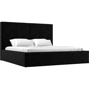 фото Интерьерная кровать лига диванов аура 160 велюр черный (113024)