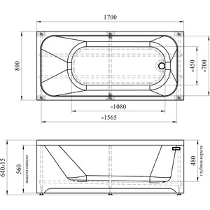 Акриловая ванна Radomir Прованс 170х80 с каркасом, фронтальная панель (1-01-2-0-1-192К)
