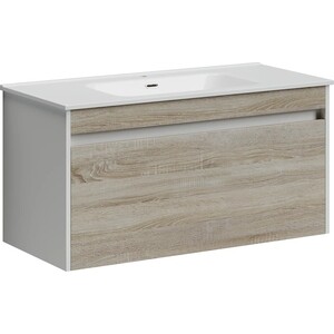 Мебель для ванной Sancos Smart 100 два ящика, дуб бардолино/белый