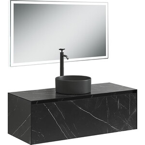 фото Мебель для ванной sancos stone 120 один ящик, столешница керамогранит, nero marquina