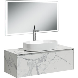 фото Мебель для ванной sancos stone 120 один ящик, столешница керамогранит, statuario white