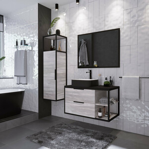 Мебель для ванной Grossman Лофт 90х48 GR-4042BW, шанико/черный