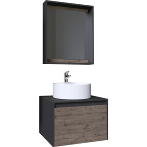 фото Мебель для ванной grossman смарт 60х46 зеркало с полкой, веллингтон/графит