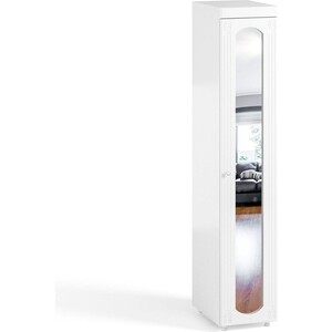 Шкаф для белья ОЛМЕКО Афина АФ-34 с зеркальной дверью, белое дерево