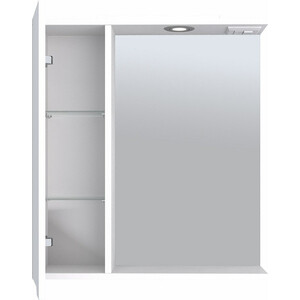 Зеркало-шкаф Emmy Агата 55х70 левый, с подсветкой, белый (agt55mir1-l)
