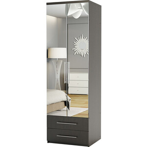 фото Шкаф для одежды с ящиками шарм-дизайн комфорт мшя-21 80х45 с зеркалами, венге