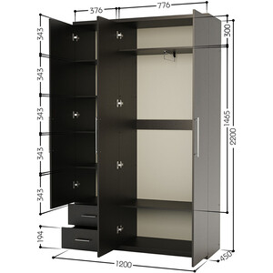 Шкаф трехдверный Шарм-Дизайн Комфорт МКЯ-32/1 120х45 с зеркалами, венге