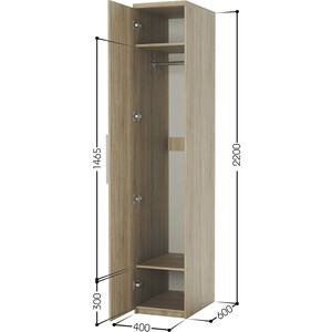 фото Шкаф для одежды шарм-дизайн комфорт мш-11 40х60 с зеркалом, дуб сонома