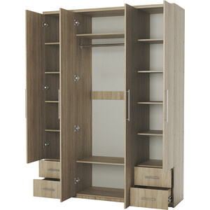 Шкаф четырехдверный Шарм-Дизайн Комфорт МКЯ2-43 180х60 с зеркалами, дуб сонома