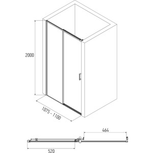 Душевая дверь Alex Baitler 110х200 прозрачная, сатин (AB61C110)
