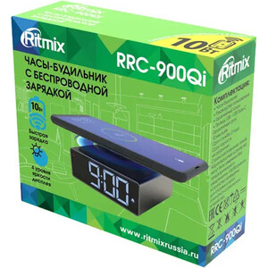 фото Часы-будильник с беспроводной зарядкой ritmix rrc-900qi grey