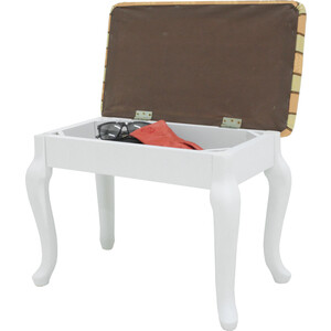 Банкетка Мебелик Ретро с ящиком белый, полоса бежевый (П0005923)