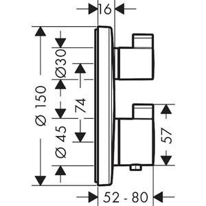Термостат для ванны Hansgrohe Ecostat S с механизмом, шлифованная бронза (15758140, 01800180)