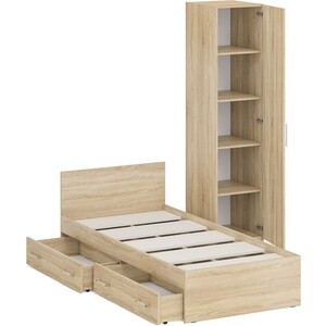 Комплект мебели СВК Стандарт кровать 90х200 с ящиками, пенал 45х52х200, дуб сонома (1024347)