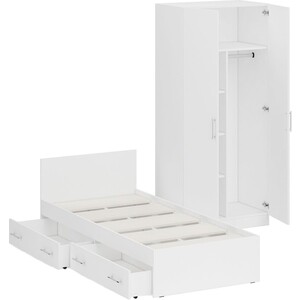 фото Комплект мебели свк стандарт кровать 90х200 с ящиками, шкаф 2-х створчатый 90х52х200, белый (1024268)