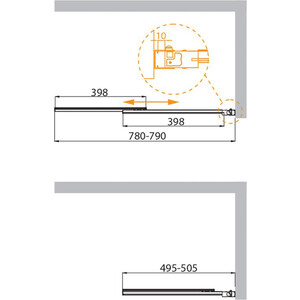 Шторка для ванны Cezares Slider VF-11 80х150 прозрачная, хром (SLIDER-VF-11-80/150-C-Cr)