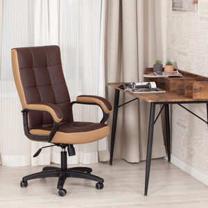 Офисное кресло TetChair TRENDY (22) кож/зам/ткань, коричневый/бронзовый, 36-36/21