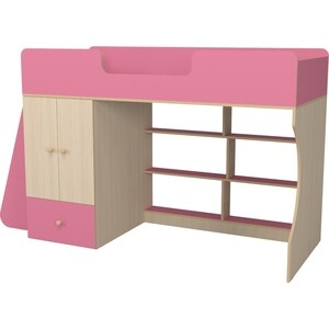 Кровать чердак со шкафом Капризун Капризун 11 (Р445-розовый)