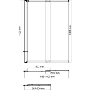 Шторка для ванны Wasserkraft Main 100х140 прозрачная, хром (41S02-100)