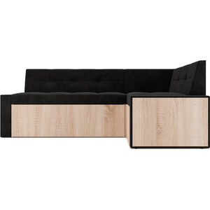 Кухонный диван Mebel Ars Таллин правый угол (велюр черный НВ-178 17) 190х83х120 см