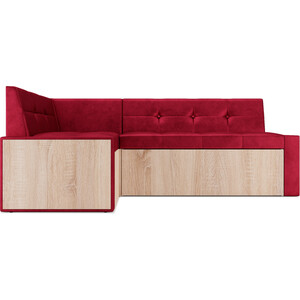 Кухонный диван Mebel Ars Таллин левый угол (бархат красный STAR VELVET 3 DARK RED) 190х83х120 см