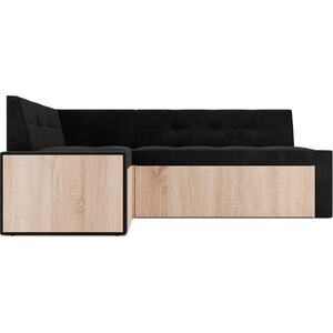 Кухонный диван Mebel Ars Таллин левый угол (велюр черный НВ-178 17) 190х83х120 см
