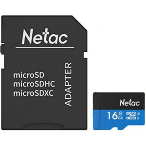 Карта памяти NeTac MicroSD card P500 Standard 16GB, retail version w/SD adapter