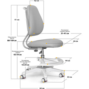 фото Комплект ergokids парта th-330 grey + кресло y-507 kg (th-330 w/g + y-507 kg) столешница белая, накладки на ножках серые