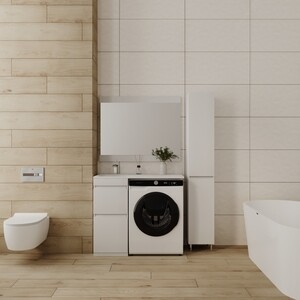 Мебель для ванной Style line Даллас Люкс 38 (100L) напольная, под стиральную машину, белая эмаль