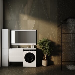 Мебель для ванной Style line Даллас Люкс 68 (130L) подвесная, под стиральную машину, белая эмаль