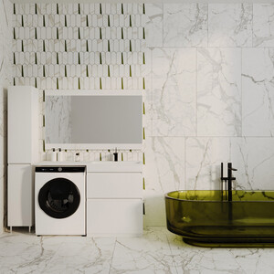 Мебель для ванной Style line Даллас Люкс 68 (130R) напольная, под стиральную машину, белая эмаль