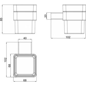 Стакан для ванной Milacio Ultra квадратный, черный матовый (MCU.951.MB)