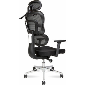 Офисное кресло NORDEN Ergo A111 черный пластик / черная сетка / черная ткань
